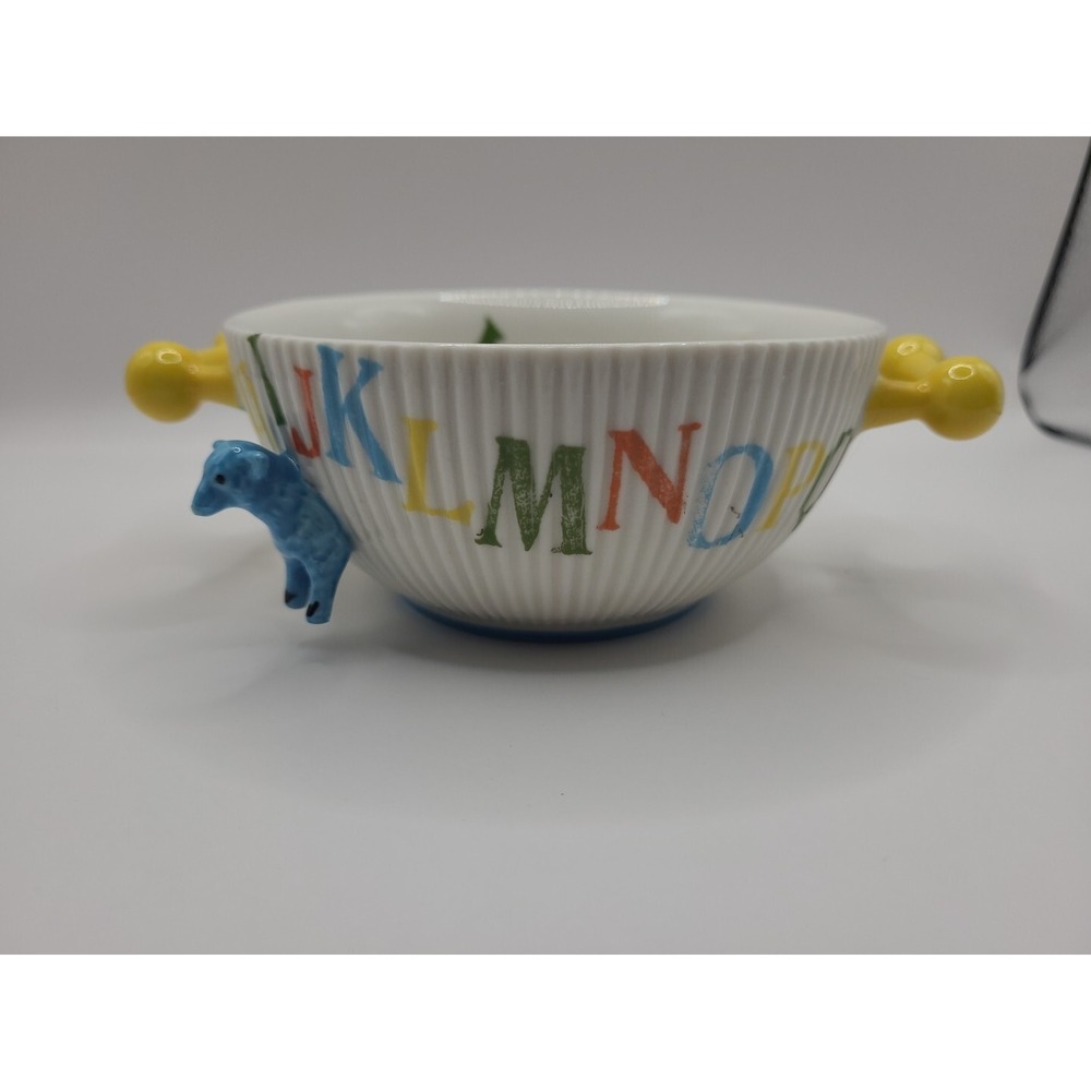 Anthropologie Child's Alphabet Bowl with Blue Sheep Lamb‎